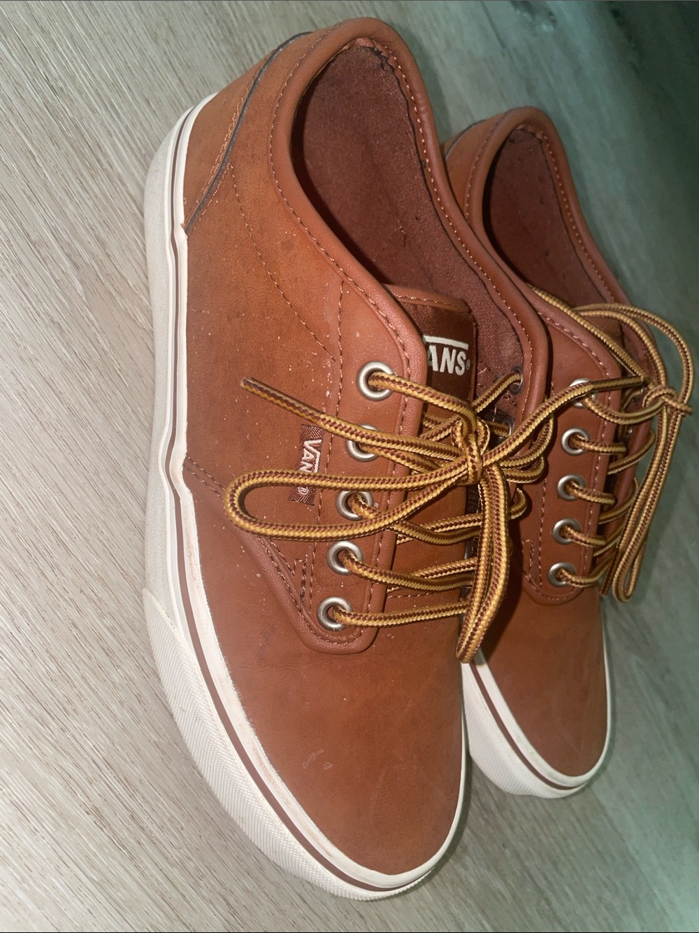 Vans Atwood Leather Brown Marshmallow Skate Shoes